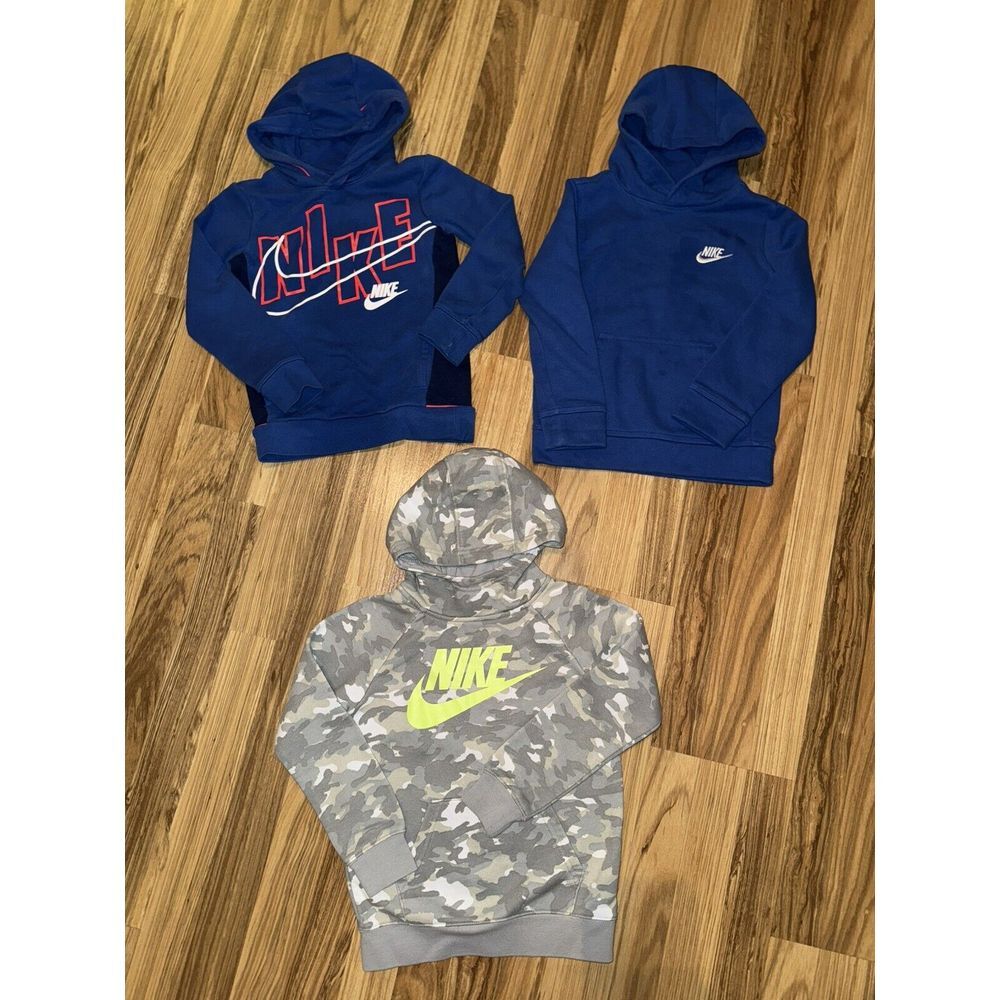 Nike Boys Sz 5 4/5 Hoodie Hooded Sweatshirt Lot Of 3‎ Cotton EUC